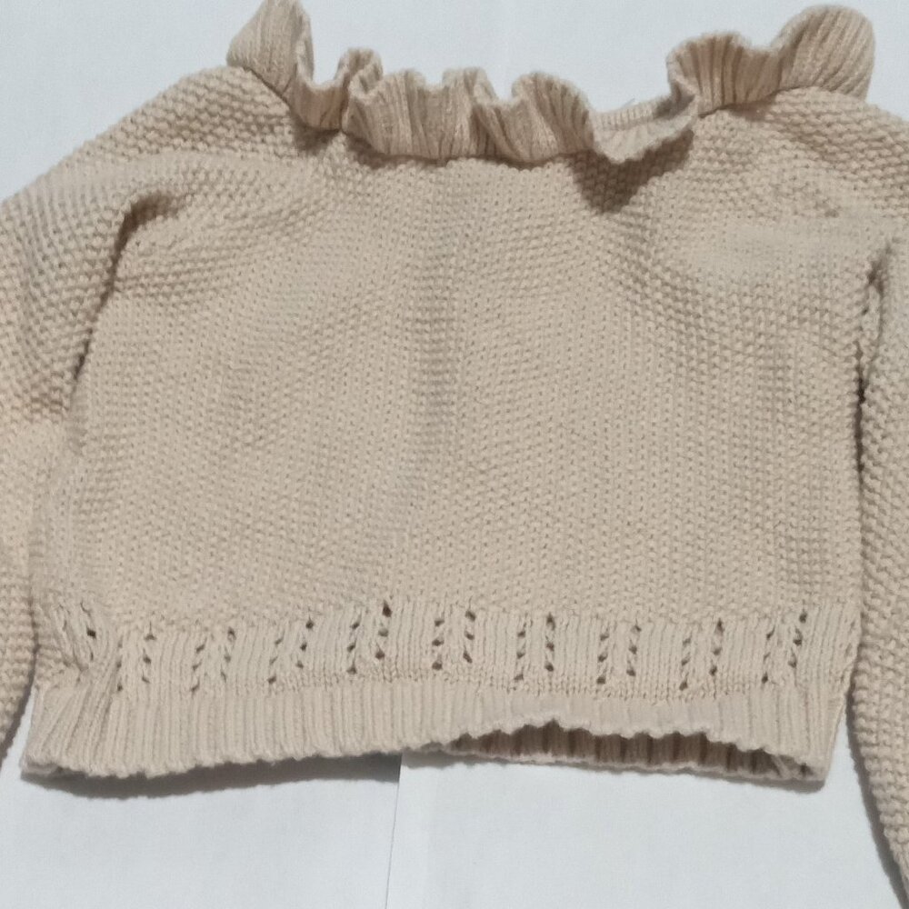 Long Sleeves girls 12m sweater Nicole Miller NY cotton algodon frill around neck